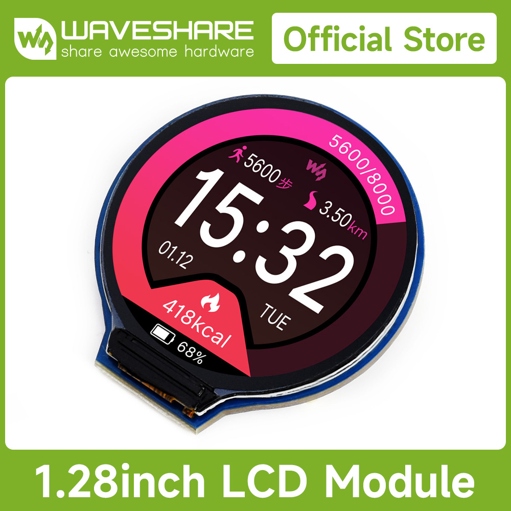 Pi Display - Waveshare Modul Tampilan LCD Bulat 1.28