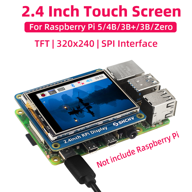 Pi 5 Case - SHCHV Layar Sentuh 2.4 Inci untuk