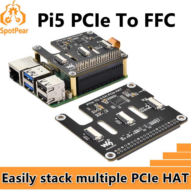 Pi Cooler - Raspberry Pi 5 PCIe ke 2-CH