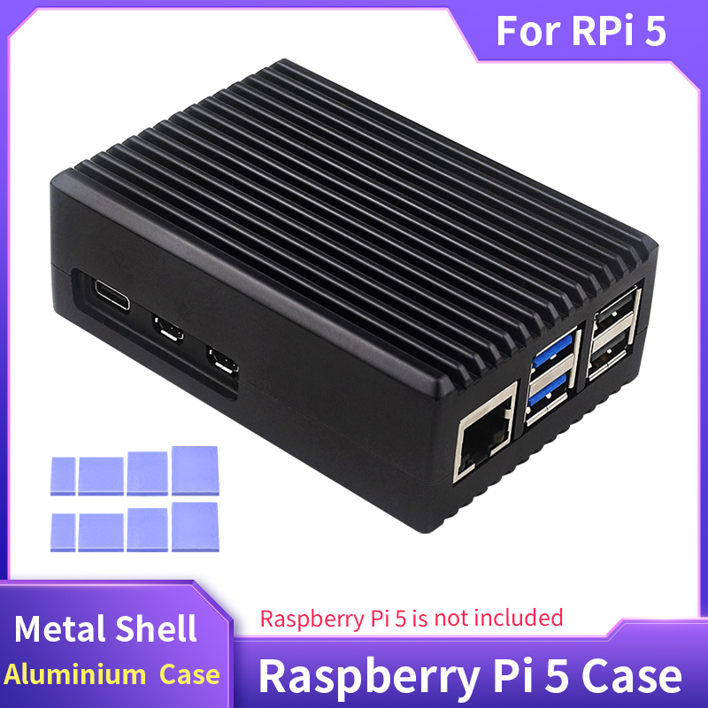 Pi 5 Case - Raspberry Pi 5 cangkang logam Aluminium