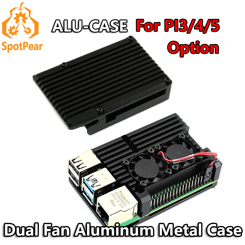 Pi 4 Case - Casing Logam Aluminium dengan Kipas Ganda
